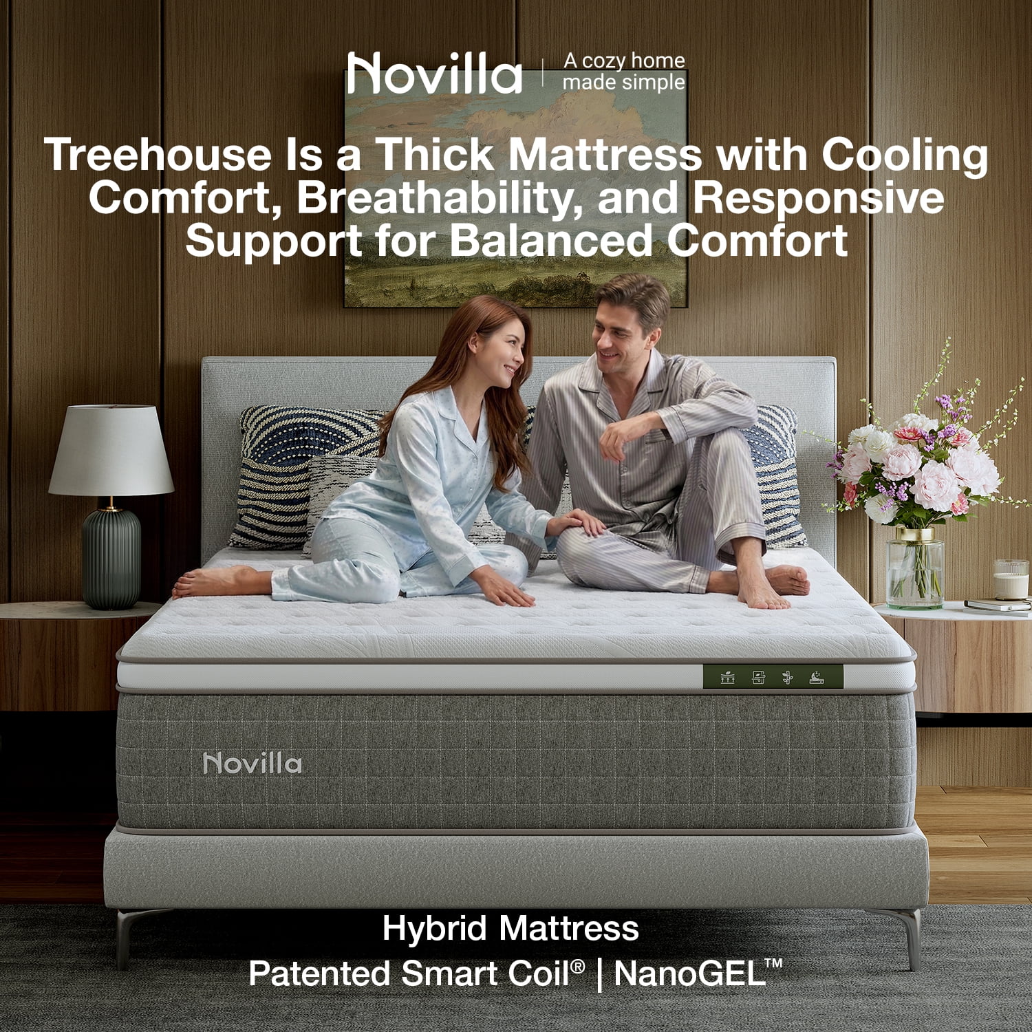 Novilla Vela 12 inch Full Mattress, Hybrid Mattresses with Cooling Gel Memory Foam in a Box, Pressure Relief, CertiPUR-US Certified