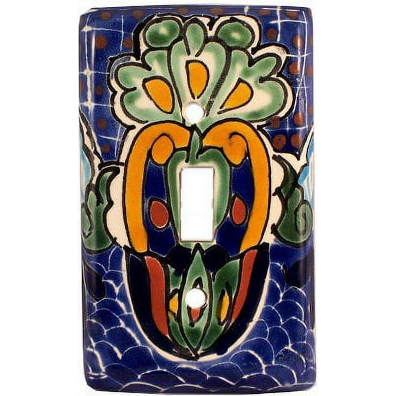 Single Toggle Blue Mesh Talavera Switch Plate