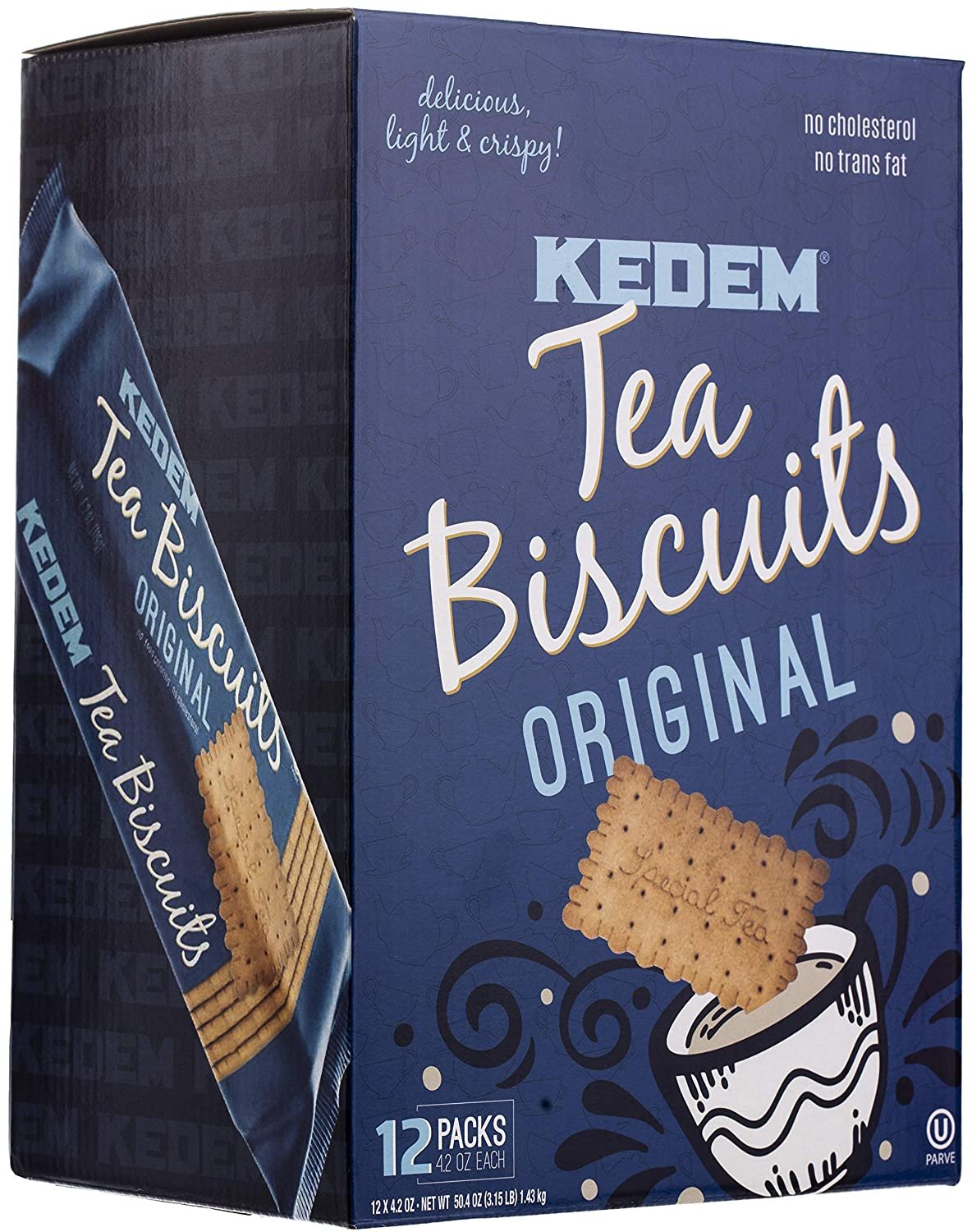 Kedem Tea Biscuits Cookies, Original Plain, 12 Pack
