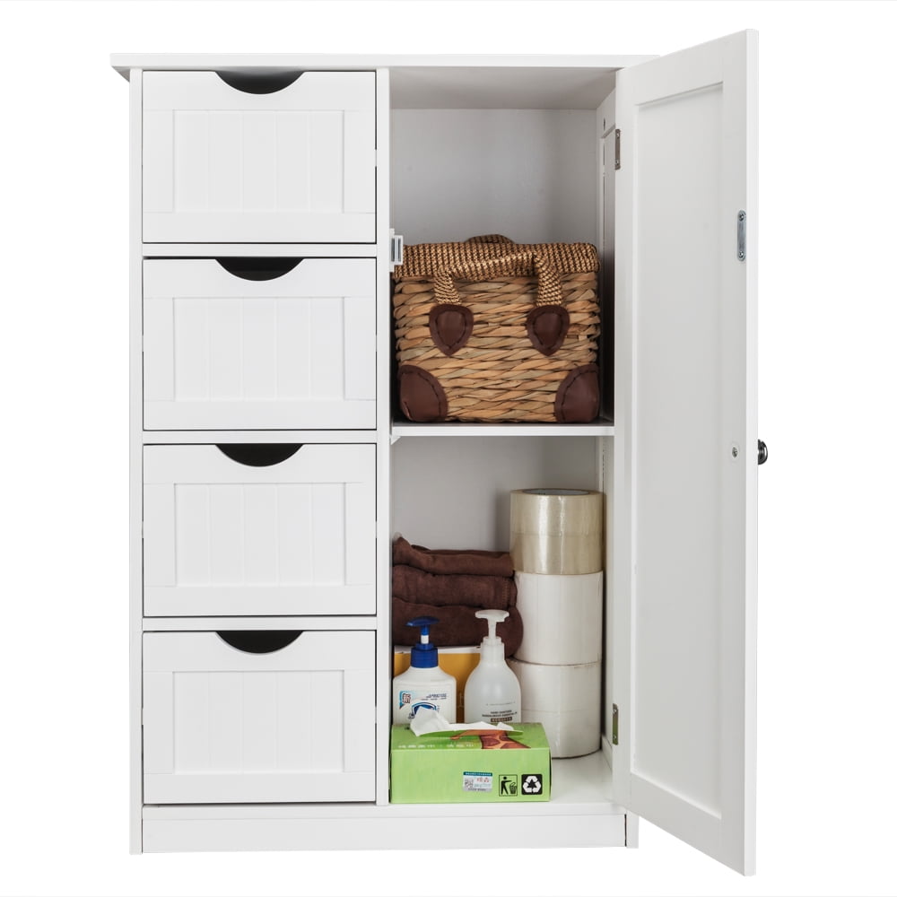 Kepooman Bathroom Floor Cabinet, Waterproof Bathroom Storage Cabinet with Slatted Door Kepooman Bathroom Floor Cabinet, Waterproof Bathroom Storage Cabinet with Slatted Door
