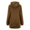 thumbnail image 6 of Cindysus Women Coat Hooded Neck Sweatshirt Solid Color Hoodie Fitness Outwear Hoodies Overcoats Coffee 4XL, 6 of 6