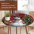 thumbnail image 4 of Red Christmas Round Tablecloth, Fitted Table Cover with Elastic for 36"-44" Round Tables, Snowman Xmas Tree Gifts Snowflake Elk Table Cloth Outdoor Indoor Dinning Party Waterproof Tablecloths, 4 of 7