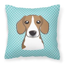 Dog Face Checkerboard Design Fabric Decorative Pillow