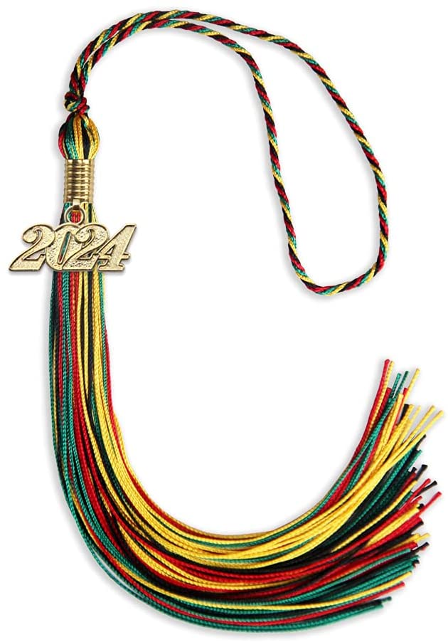 Endea Graduation Triple Color Tassel with Gold Date Drop (Kente, 2024) 