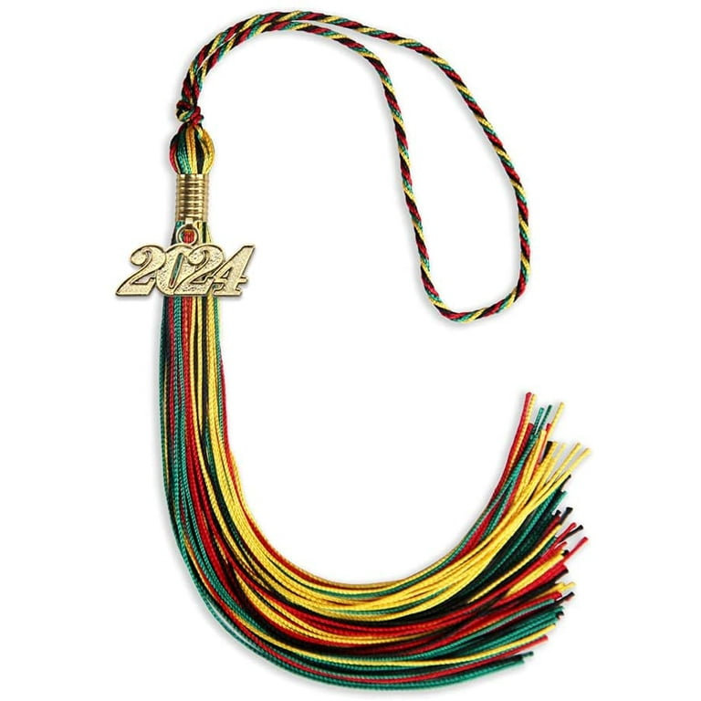 Endea Graduation Triple Color Tassel with Gold Date Drop (Kente