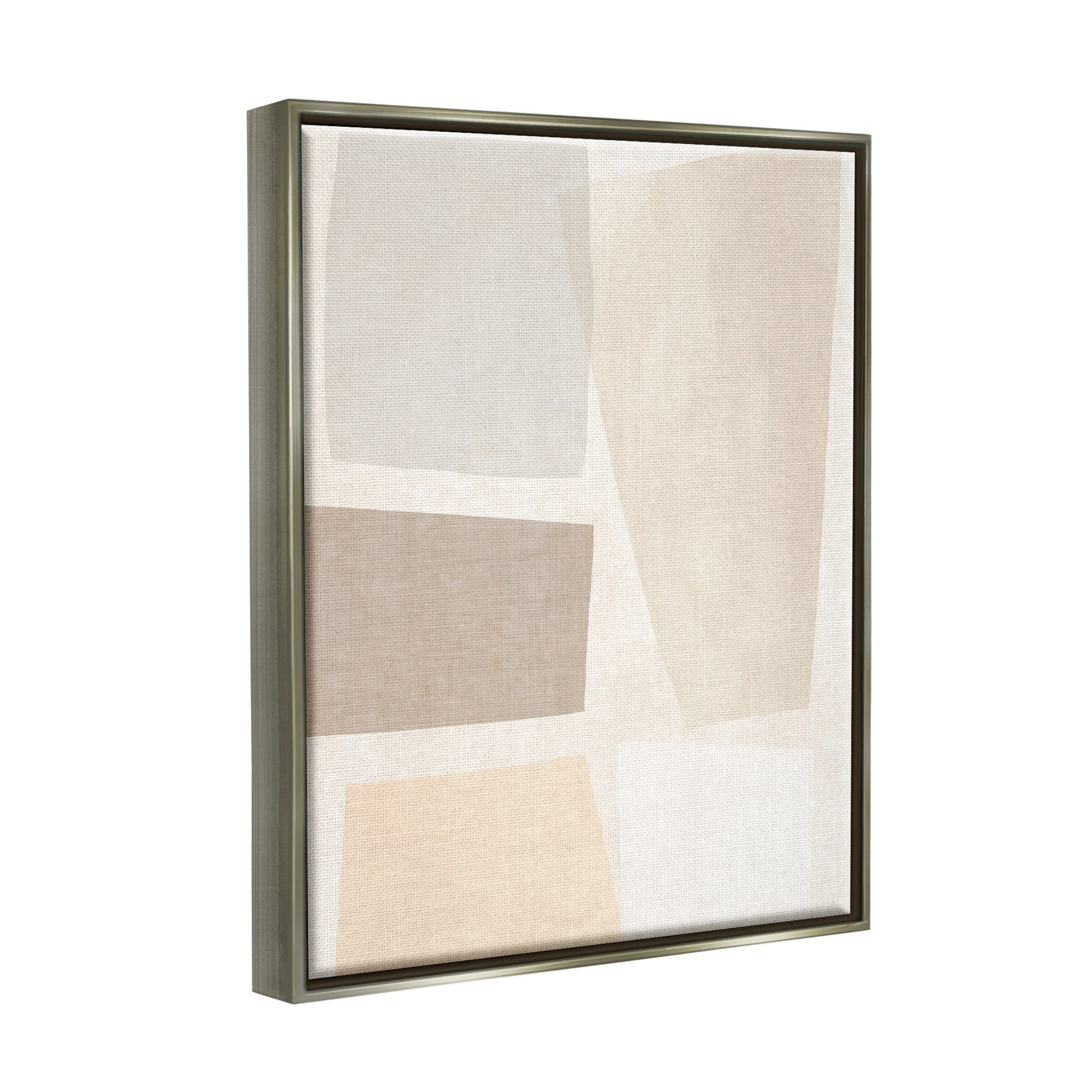 Stupell Industries Modest Neutral Toned Blocked Abstract Shapes Luster Gray Framed Floating Canvas Wall Art, 24x30, by June Erica Vess
