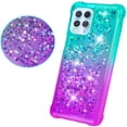 thumbnail image 3 of Motorola Edge S Case, with Tempered Glass Screen Protector SOGA Diamond Liquid Quicksand Cover Cute Girl Women Phone Case - Teal / Purple, 3 of 5