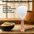 thumbnail image 6 of Short Wooden Handle Silicone Spatula, Multifunction Spatula Cooking Spoon, Silicone Spoon with Wooden Handle, Heat-insulation Heat-resistant Spoons for Rice Cooker, 1 Pcs, 8.27x3.15", 6 of 6