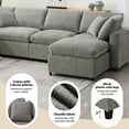 thumbnail image 6 of Harper & Bright Designs Modern Modular U-Shaped Sectional Sofa with Ottoman, Chenille 5 Seat Sectional Cloud Couch Free Combination for Living Room, Gray, 6 of 16