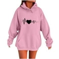 thumbnail image 2 of QUINDOS Valentine's Day Sweatshirts for Women Casual Graphic Long Sleeve Hooded Pullover Tops, 2 of 4