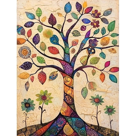 Colorful Tree of Life Decorative Painting/Canvas Art, Suitable for Living Room, Bedroom, Office, and Entryway Decor, Bohemian Style Canvas Art.