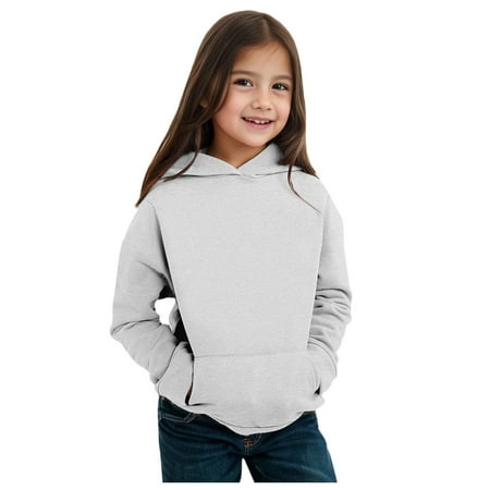 

Sopiago Girls Solid Color Hoodie with Pocket Casual Pullover Sweatshirts Girls Grey 3-4 years