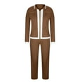 thumbnail image 6 of UAMVSH Women's 2 Piece Outfits Trendy Color Block Sweatsuit Full Zip up Jacket Top and Straight Leg Sweatpants Tracksuit Lounge Travel Sets(Large,Brown), 6 of 7