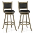 thumbnail image 2 of Costway Swivel Bar Stools with Solid Rubber Wood Frame Set of 2 for Kitchen Island Gray and Black, 2 of 9
