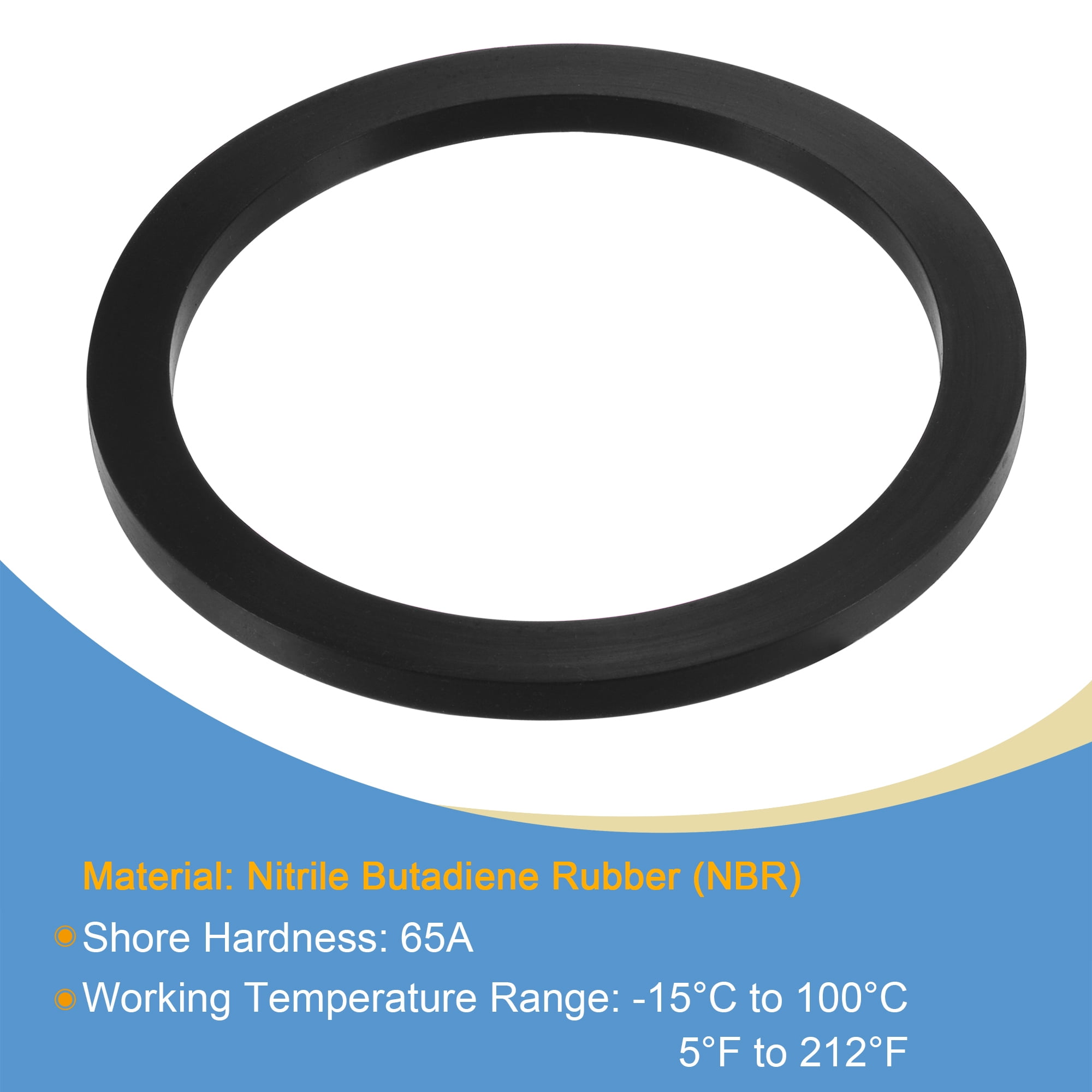 Unique Bargains Nitrile Rubber Flat Washer Gasket Black 4"