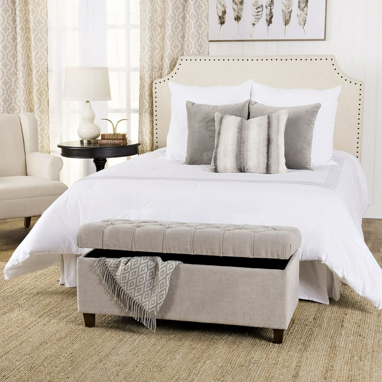 Homepop ainsley button tufted storage bench deals
