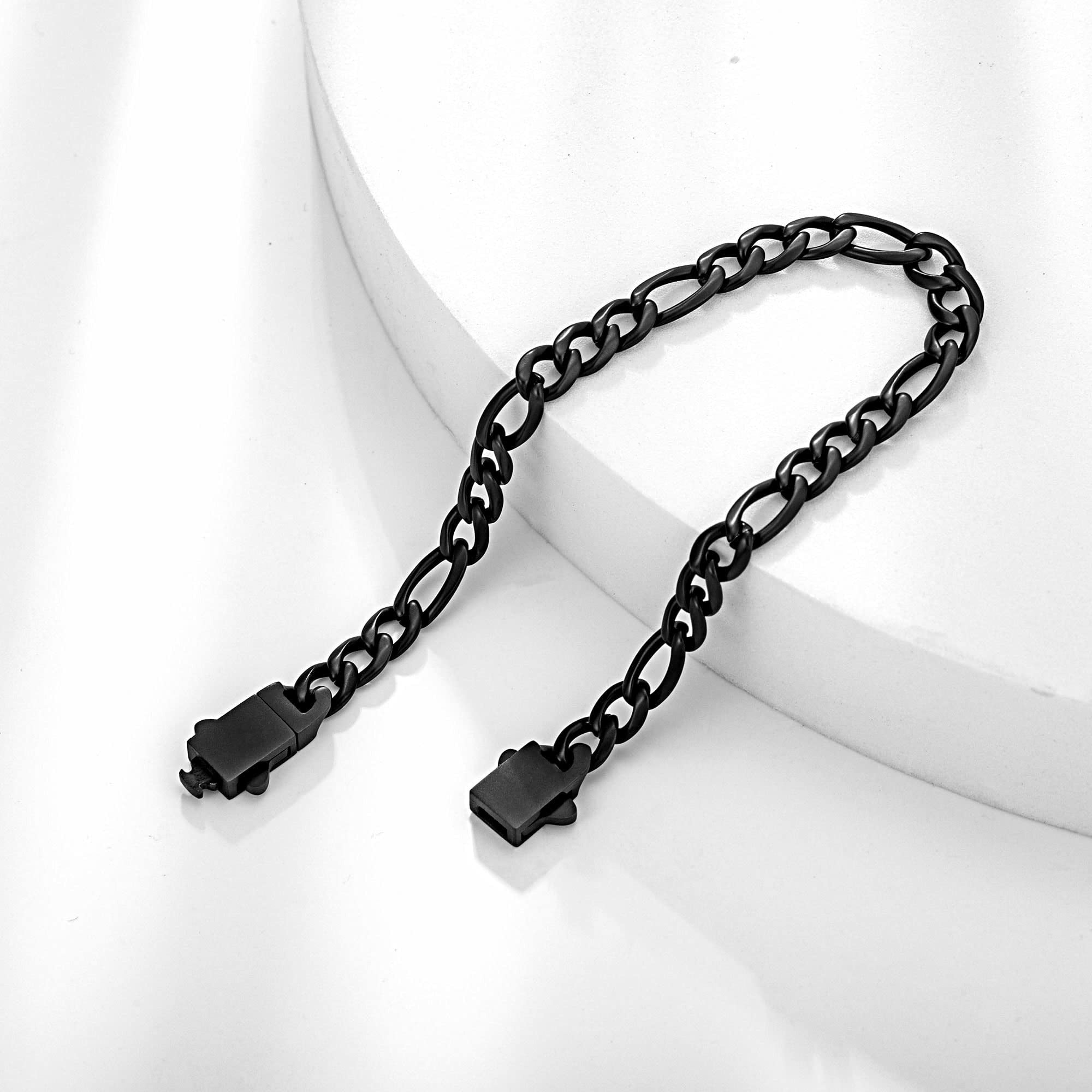 Speroto Chain Bracelet for Men 6mm/9mm, Sturdy Stainless Steel Mens Figaro Link Bracelet with Attachable Clasp, Simple Jewelry Gift for Men Women