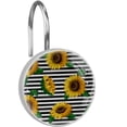 thumbnail image 1 of Sunflower Shower Curtain Hooks（Set of 12）for Home Hotel Shower Rods Bathroom Crystal Glass Print Stainless Steel Round Curtain Hooks, 1 of 1