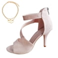 thumbnail image 1 of Bmisegm Women's Summer Fashion Fine Heel Fish Mouth Suede Back Zipper Heels PROM Solid Sandals Sandals Women Summer Pink 7, 1 of 8