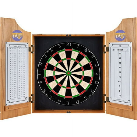 Los Angeles Lakers NBA Hardwood Classics Dart Cabinet Set with Darts and Board - Purple, Gold
