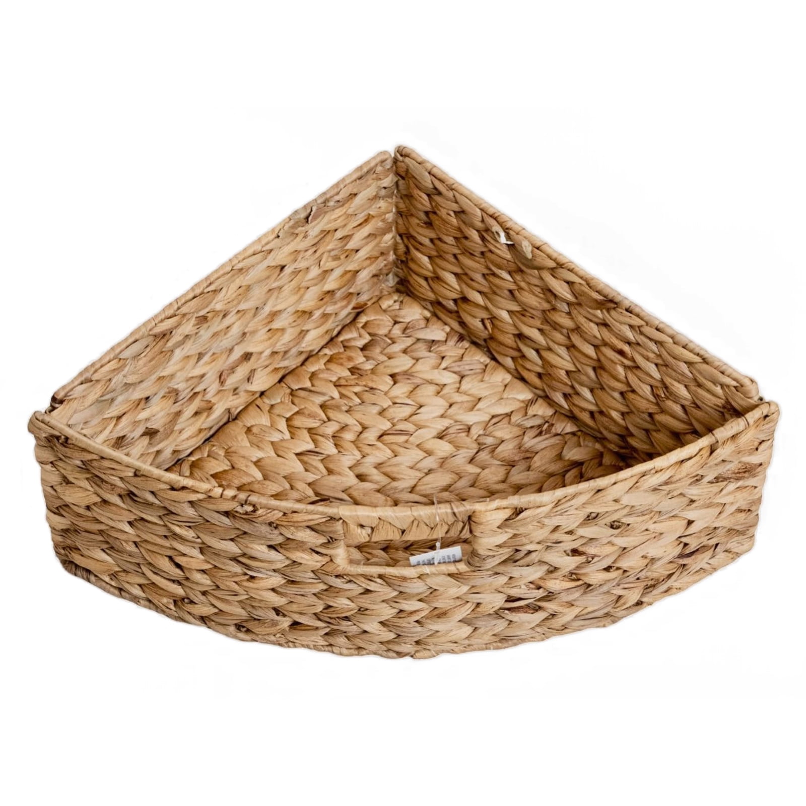 Hampton Meadows 3 Tier X-Side Corner Table Storage Cabinet with 3 Natural Water Hyacinth Wicker Baskets for Living Room, Black