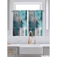 thumbnail image 2 of Teal Grey Kitchen Curtains 54 Inches length, Abstract Art Oil Painting Modern Geometric Window Treatment Curtain Drapes, Thermal Insulated Drapes for Basement Hotel RV, 42"x54", 2 Panels, 2 of 7