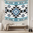 thumbnail image 5 of Blue Aztecs Tapestry for Bedroom Wall Hanging Tapestry, Southwestern Stripe Native American Boho Ceiling Backdrop Tapestries Poster Blanket Wall Decor for Teens Room Living Room Dorm 55" x 73", 5 of 8