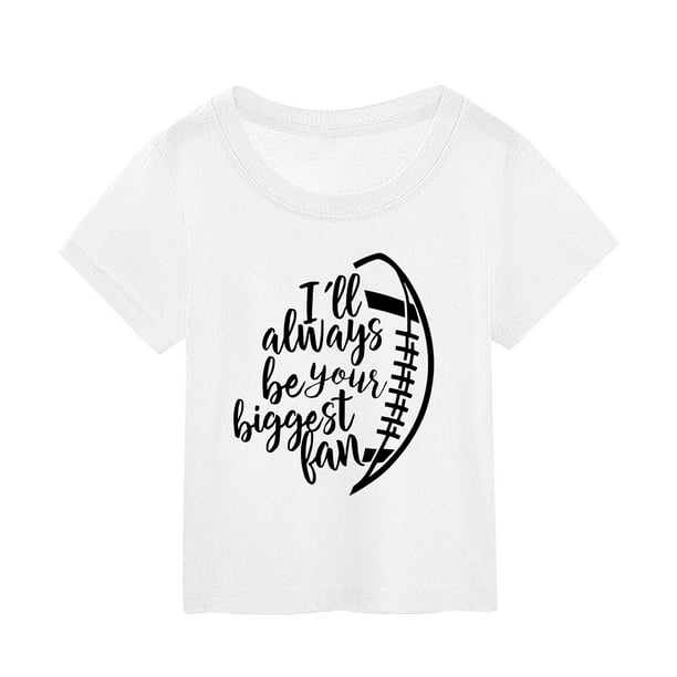 Gibobby Blusas Elegantes al fútbol americano, deportes, amantes del Rugby, regalo de verano para niños, personaje, fútbol, Rugby, impresión de letras, camiseta de manga corta (Blanco, 7-8 Años)