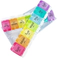 thumbnail image 3 of Pastillero médico semanal, organizador/recordatorio para suplementos de medicamentos, vitaminas, 7 días, 2 compartimentos por día, 1 unidad DayPastilero JM, 3 of 5