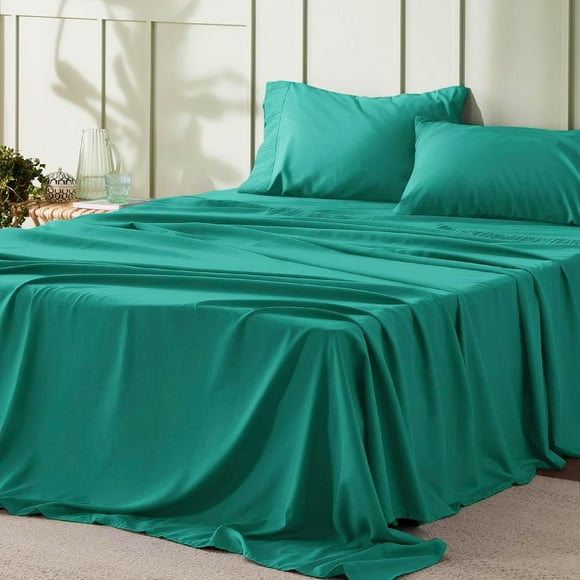 ERDS-California King Sheet Sets - 4 Pieces Soft Cal King Sheets - Breathable & Cooling - Hotel Luxury - Easy Care Polyester Microfiber Bedding for Women, Men, Spectra Green