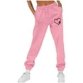 thumbnail image 2 of Womens Casual High Waist Straight Leg Pants Women Casual Trousers And Trousers Plus Velvet Running Fitness Sports Pants Pink M, 2 of 5