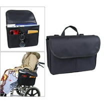 Wheelchair Armrest Pouch Organizer Bag for Side Chair, 3 Pocket, Arm Rest Storage Accessories for Electric, Manual or Powered Chairs - Black