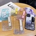 thumbnail image 2 of Gradient Color Glitter Wristband Stand Phone Case TPU Girls Fashion Shockproof Bumper for iPhone 11 14 Pro Max 13 12 Mini 7 8 14 Plus SE XS XR Back Cover(Black,iPhone 11 Pro Max), 2 of 7
