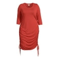 thumbnail image 2 of Terra & Sky Women's Ruched Knit Midi Dress with Side Ties, Sizes 0X-5X, 2 of 2