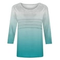 thumbnail image 6 of Njagoc3 Womens Crew Neck 3/4 Sleeve Shirt, Ombre Color Print Loose Fit Top, Vibrant for Summer Music Festivals, 6 of 6