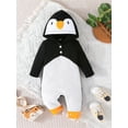 thumbnail image 2 of Wassery Baby Girls Boys Hoodies Rompers Penguin Jumpsuits Long Sleeve Buttons Hooded Playsuits Infant Fall Bodysuits 0-18 Months, 2 of 7