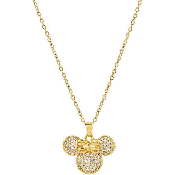 Cute Lady Mouse Pendant Necklace for Women Surgical Stainless Steel Hypoallergenic Crystal Choker Chain Adjustable Comfortable Dainty Anniversary Birthday Holiday Jewelry