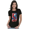 thumbnail image 3 of Smurf Skateboarder American Flag Women's T Shirt Ladies Tee Brisco Brands S, 3 of 5