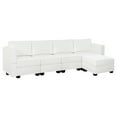 thumbnail image 4 of Naomi Home Sarah Contemporary DIY Sofa Collection-Color:White,Fabric:Air Leather,Style:4 Piece Modular Sectional with Ottoman, 4 of 10