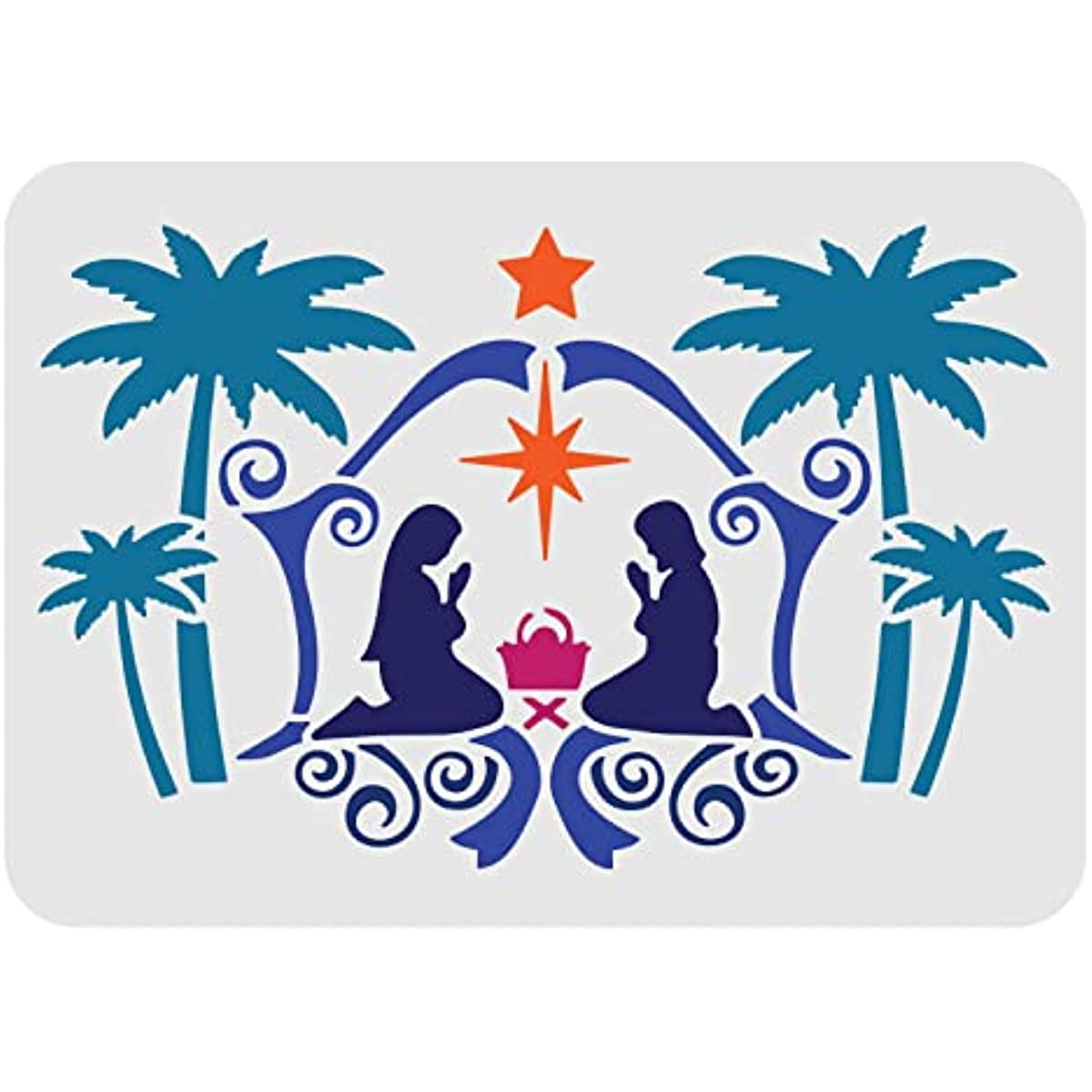 Nativity Scene Wall Decor Stencil Large A4 Christmas Prayer Vinyl Wall