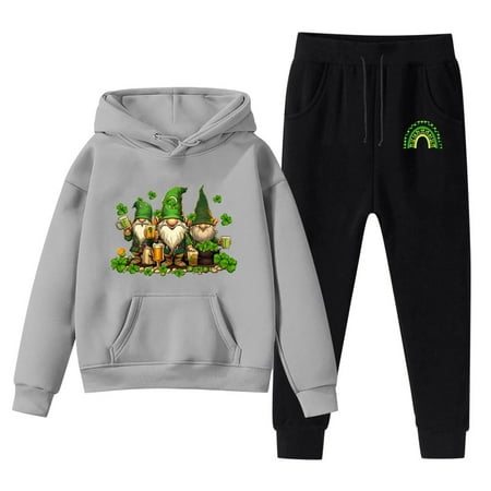 

Kids Hoodie Sweatshirt And Sweatpants Irish Festival Cartoon Prints Pullover Hoodie Set Tracksuit 2 Piece Outfits 5 Years-6 Years