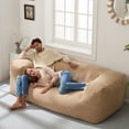 thumbnail image 3 of HOMGUAVA Oversized Bean Bag Chair for Adults & Teens, Giant Large Loveseat Bean Bag Chair Couch, Cozy Bedroom Comfy Chair Puffy Lazy Sofa with Soft Plush Sherpa Teddy Cover, Khaki, 3 of 9