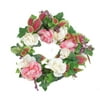 Darice 22.5" Unlit Cream/Pink Rose with Berries Artificial Spring Floral Wreath