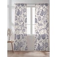 thumbnail image 2 of Farmhouse Purple Floral Sheer Curtains 2 Panels Set Linen Boho Flower Rustic Country Lihgt Filtering Rod Pocket Voile Drape, Semi Sheer Window Curtains for Bedroom Living Room, 52"x84", 2 of 5