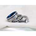 thumbnail image 4 of His and Her Matching Rings White AND Blue Couple Rings CZ Wedding Ring Sets Wedding Band, 4 of 7