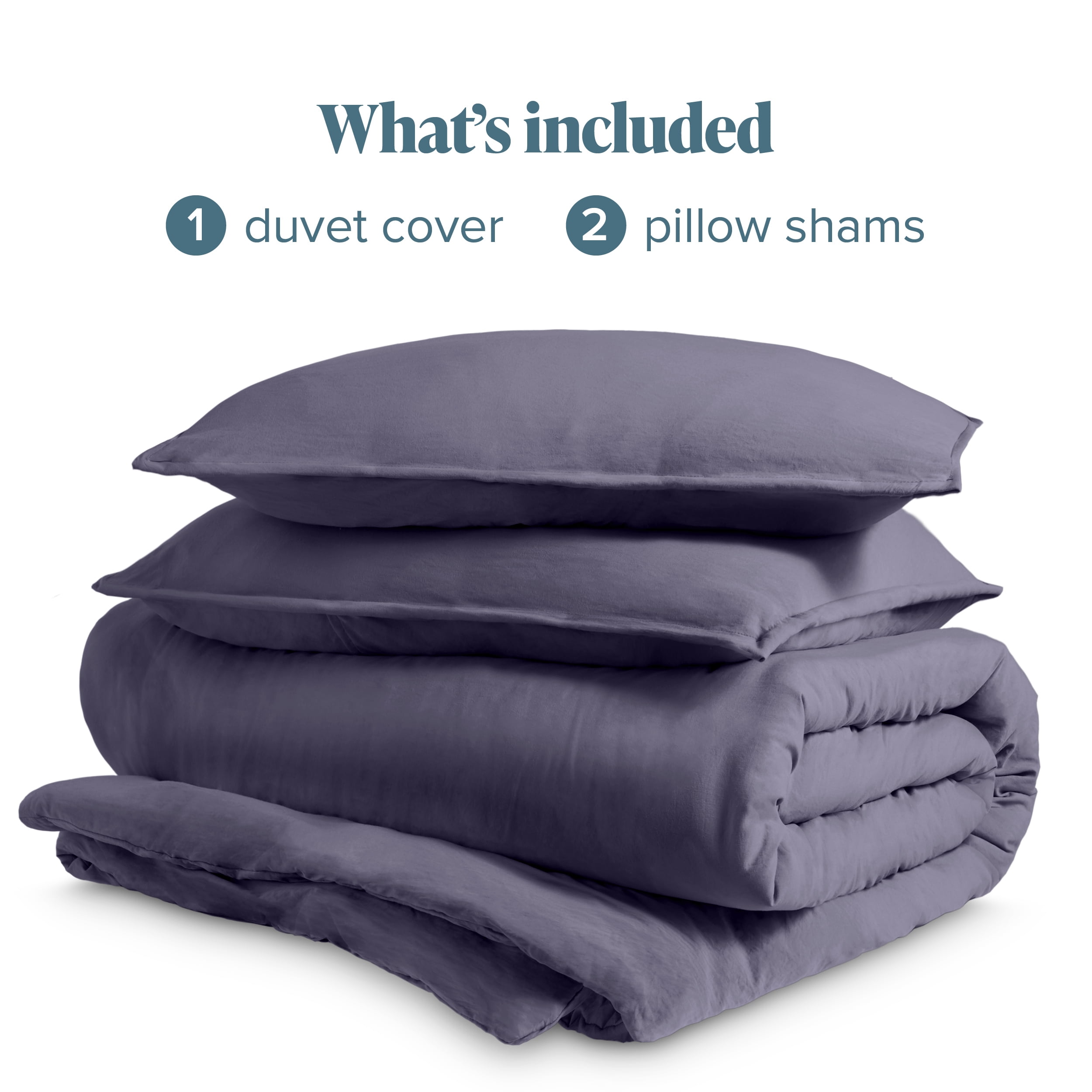 Bare Home Washed Duvet Cover Set - Ultra-Soft - Premium 1800 Collection - 3 Piece - Oversized King, Dusty Purple