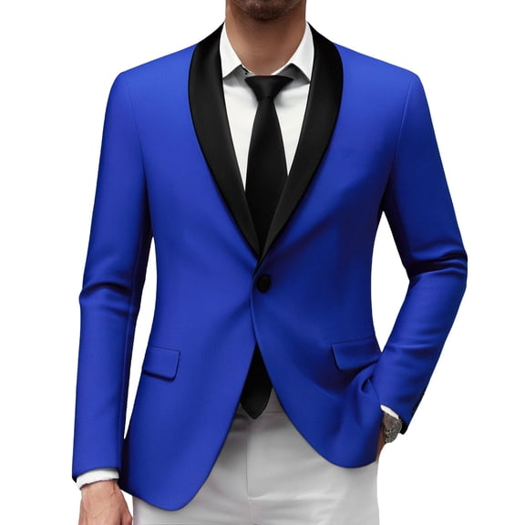 Fgnfyis Mens Suit Jacket Autumn and Winter Mens Long Sleeved Lapel Letter Printed Button Fashion Casual Coat Jacket Business Suit Coats for Men Blue XXXL