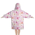 thumbnail image 2 of Pink Butterfly Word Pattern Blanket Hoodies for Kids 6-13YR Oversize Wearable Blanket Hoodies for Boys Girls Teens, 2 of 7