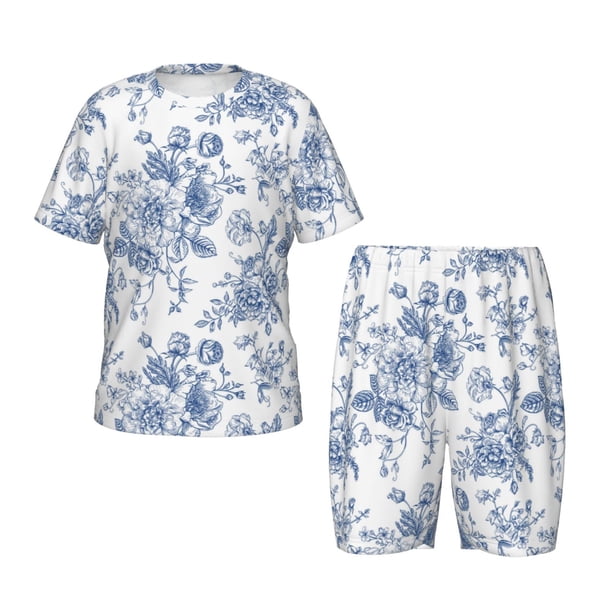 Balery Rose Flowers Conjunto de Pijama Infantil de Manga Corta con Estampado – Ropa de Dormir de Algodón Suave-4X-Large