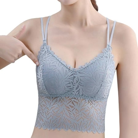 

adviicd Lace Bras for Women Women s Minimizer Bras Comfort Cushion Strap Wirefree Full Coverage Large Bust Non-Padded Bra Blue One Size